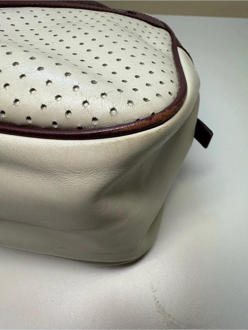 Prada Vintage Vitello Drive Leather Perforated Bowling Bag w/COA - Picture 8 of 16